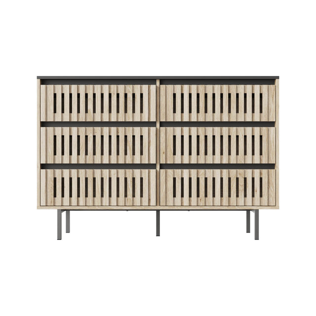 Modern Minimalist Fluted Six-Drawer Bedroom Storage Cabinet - Omega Lifestyles