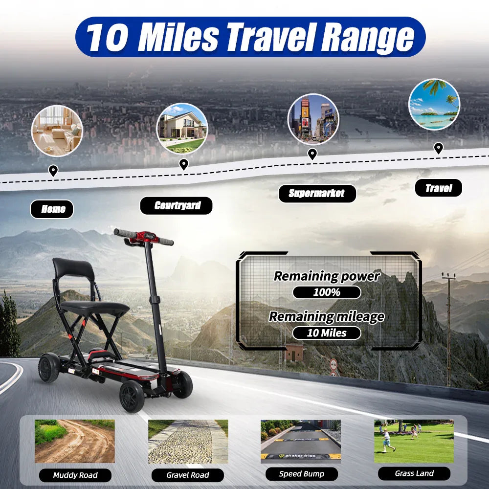 Foldable Lightweight Aluminum Alloy 4-Wheel Mobility Scooter - Omega Lifestyles