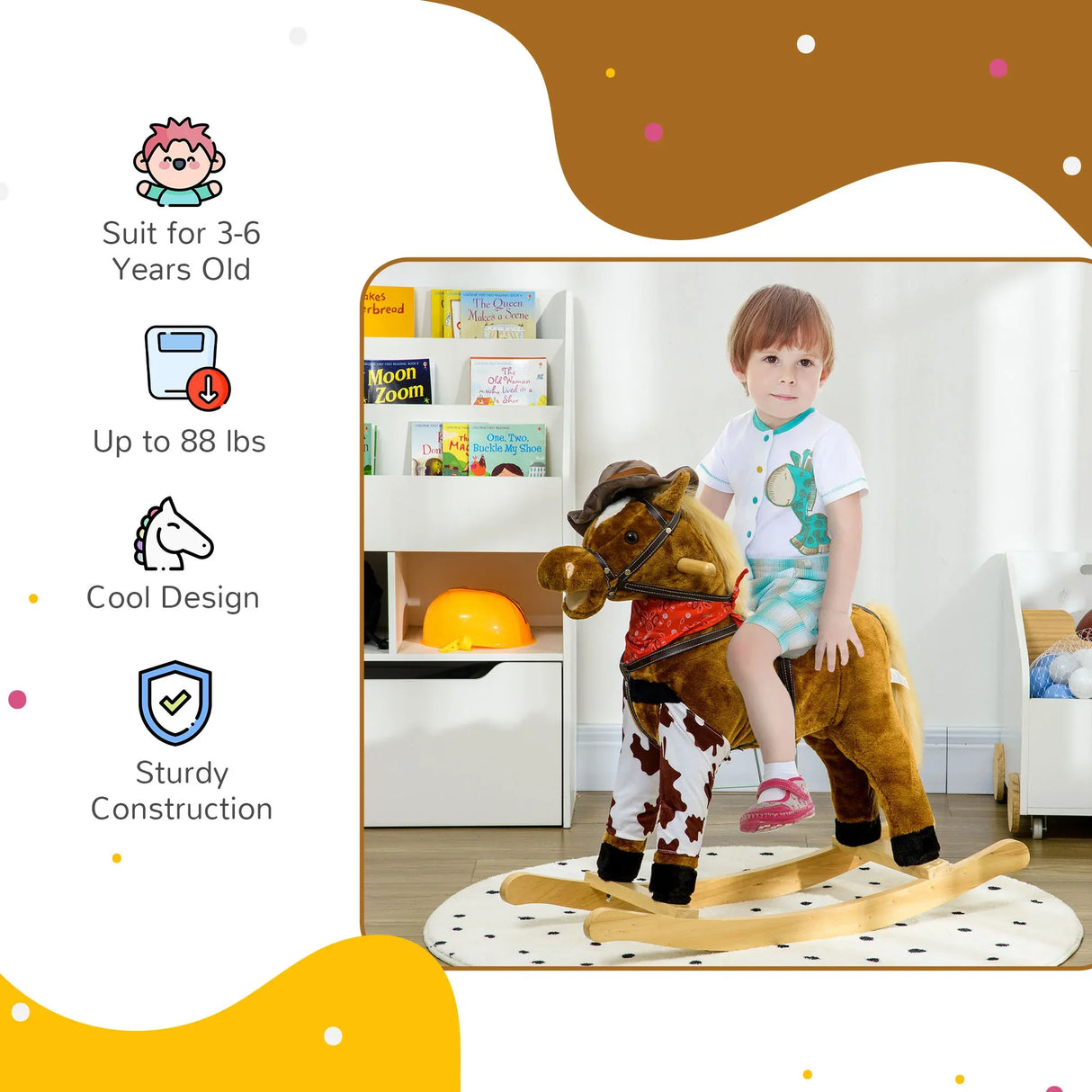 Plush Large Kids Rocking Horse With Realistic Sound - Omega Lifestyles