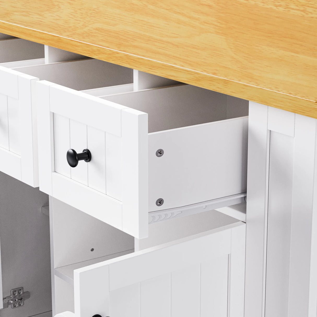 Large Kitchen Island Cart With Drop Leaf And Power Outlet - Omega Lifestyles