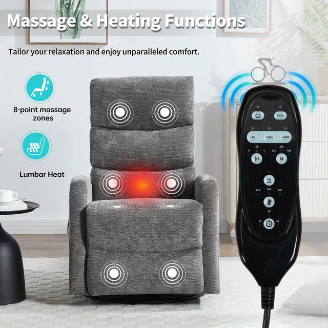 Heat Massage Recliner Chair With Swivel Rocker and Heat - Omega Lifestyles