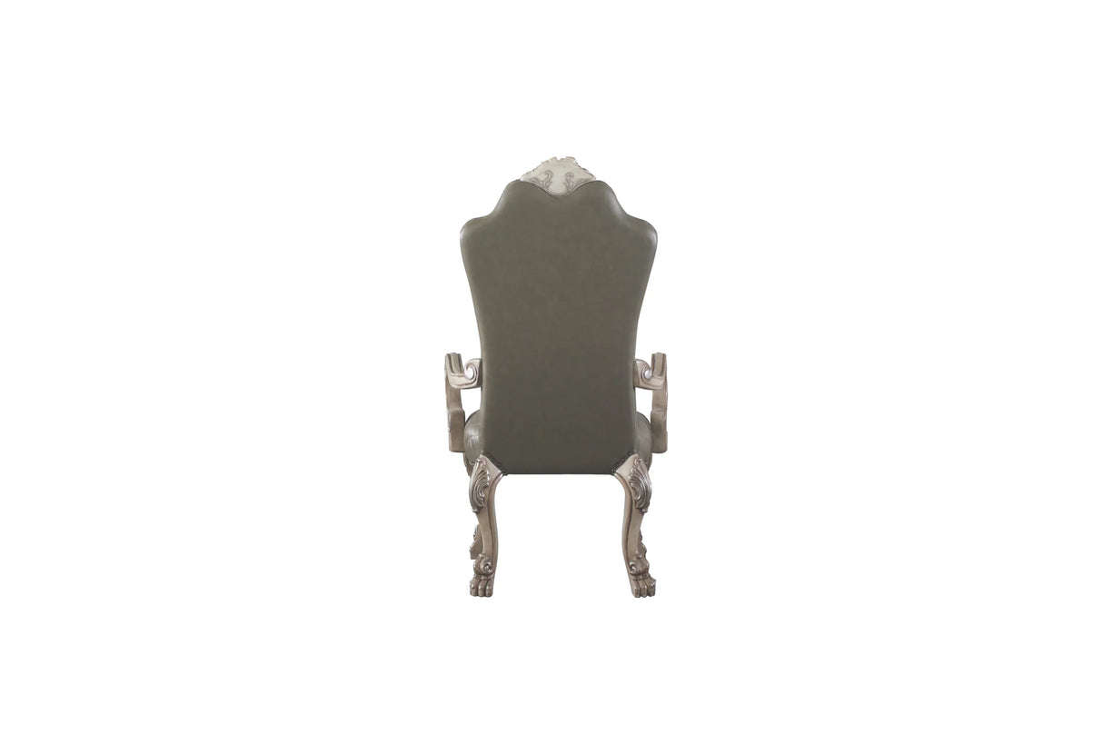 Set of 2 Matte White Faux Leather Arm Chairs - Omega Lifestyles