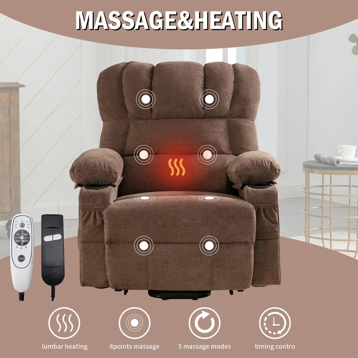 Power Electric Soft Massage Lift Lounge Chair With Heating - Omega Lifestyles