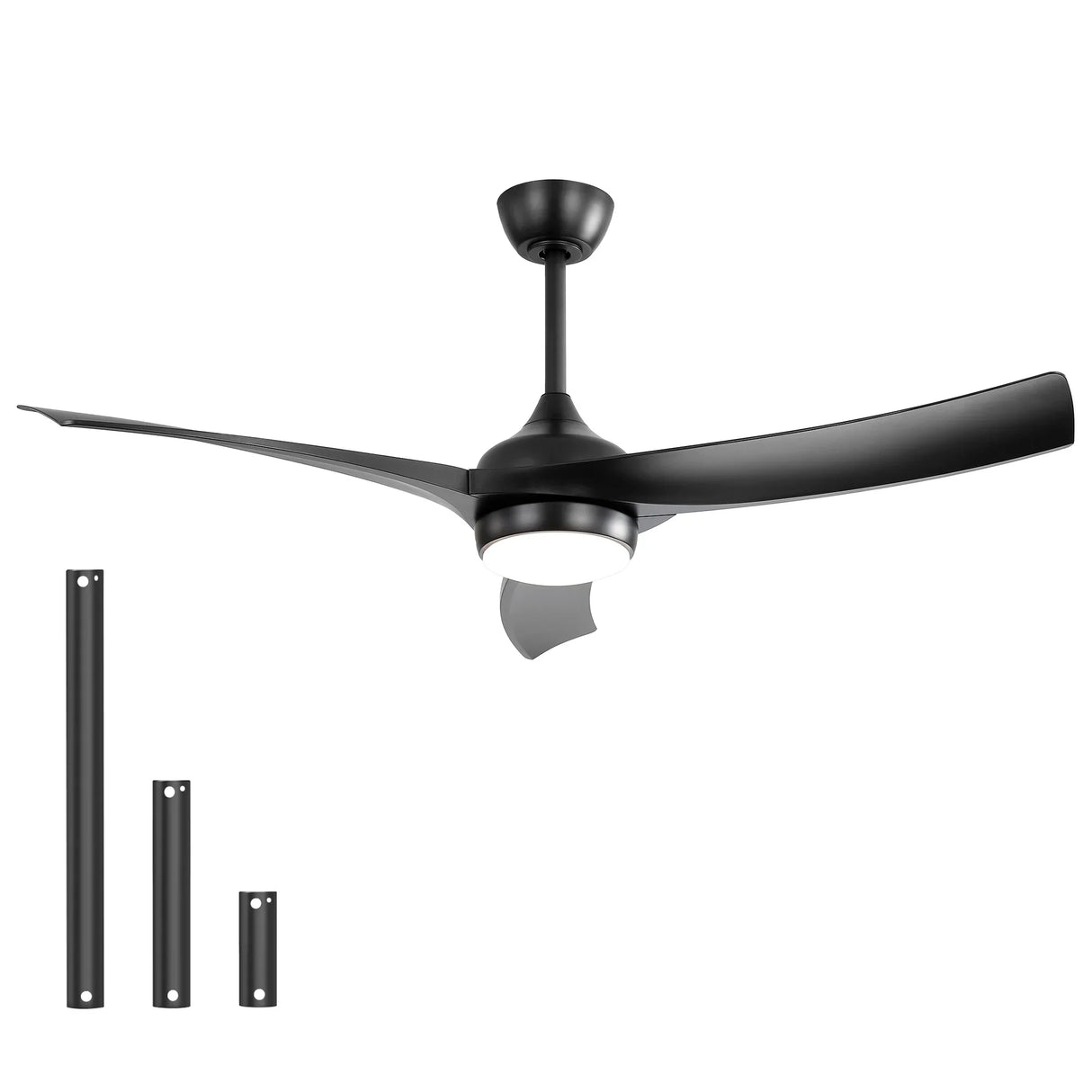 52-Inch Remote Controlled Energy-Efficient Black Ceiling Fan With Light - Omega Lifestyles