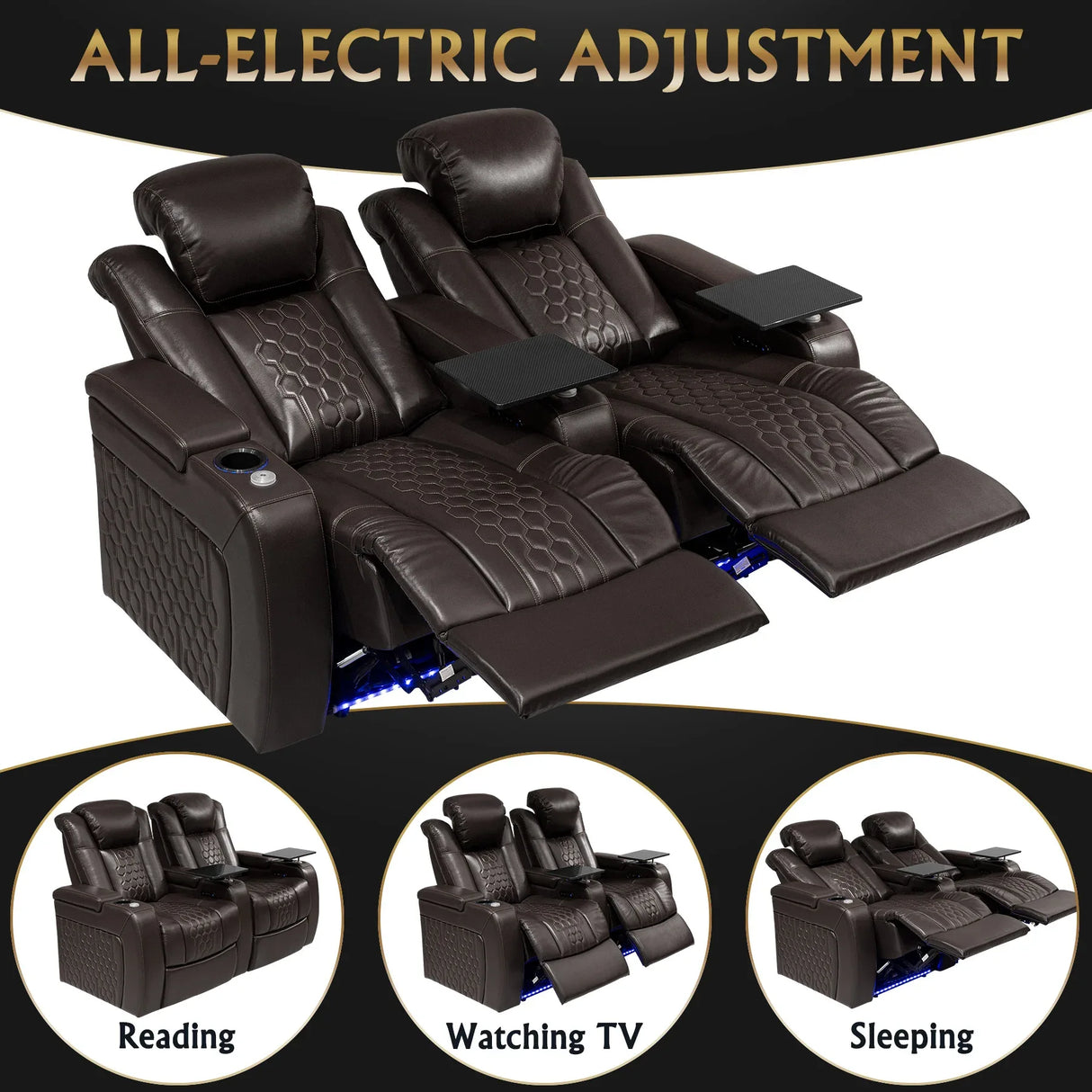 Power Recliner 2-Piece Genuine Leather Adjustable Chair - Omega Lifestyles