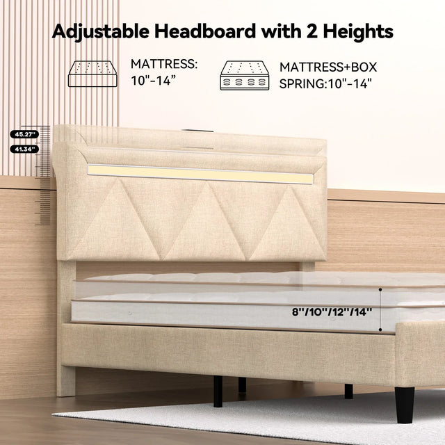 Full 54-Inch Adjustable Faux Leather Memory Foam Full Bed Frame - Omega Lifestyles