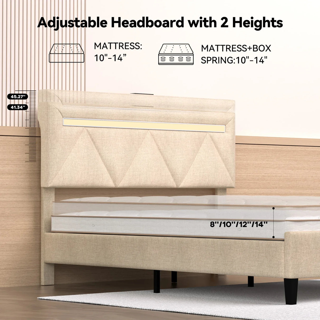 Full 54-Inch Adjustable Faux Leather Memory Foam Full Bed Frame - Omega Lifestyles