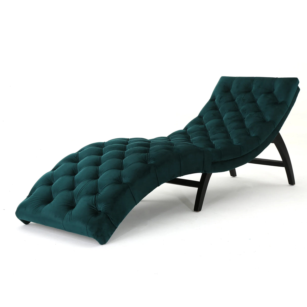 Elegant Teal Altay Velvet Tufted Curved Chaise Lounge - Omega Lifestyles