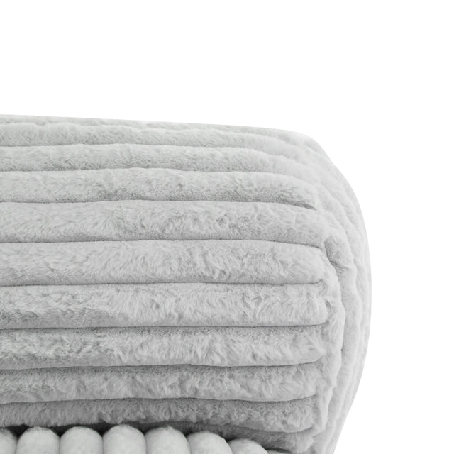 Soft Foldable Light Gray Faux-Fur Bean Bag Lounge Chair - Omega Lifestyles