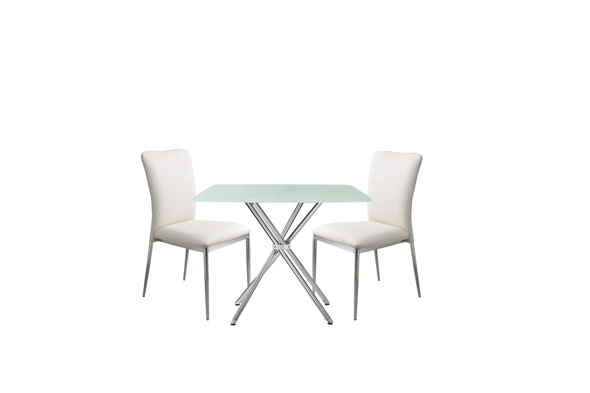 Set Of 3 Contemporary Soft White Faux Leather Dining Set - Omega Lifestyles