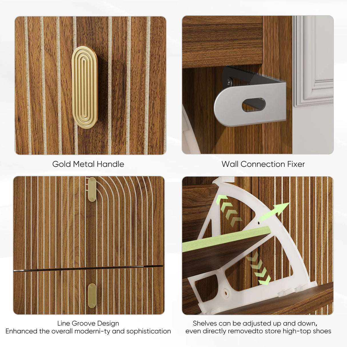 Modern Minimalist Brown Shoe Storage Cabinet With Flip Doors - Omega Lifestyles