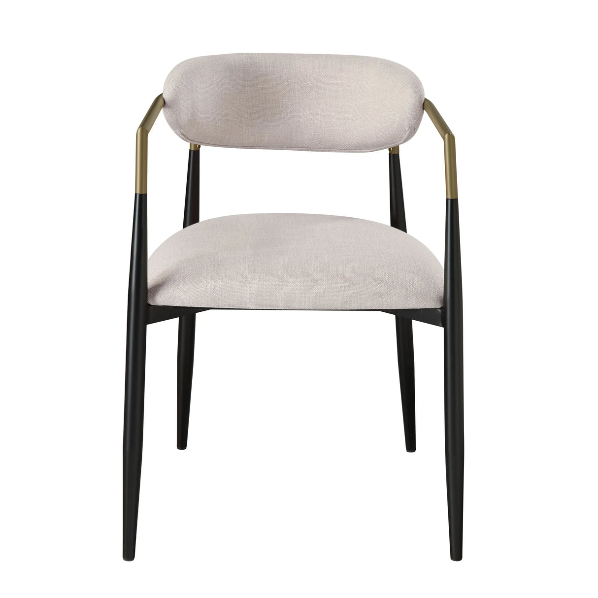 Set of 2 Beige Linen Upholstered Metal Frame Side Chairs - Omega Lifestyles