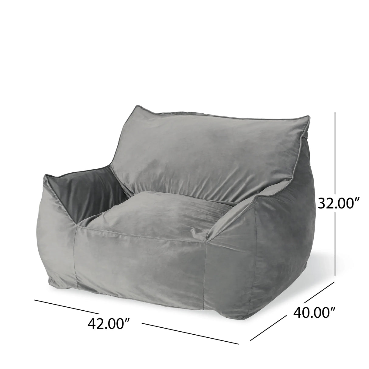 Velvet Foam Filled Cozy Bean Bag Chair With Armrests - Omega Lifestyles