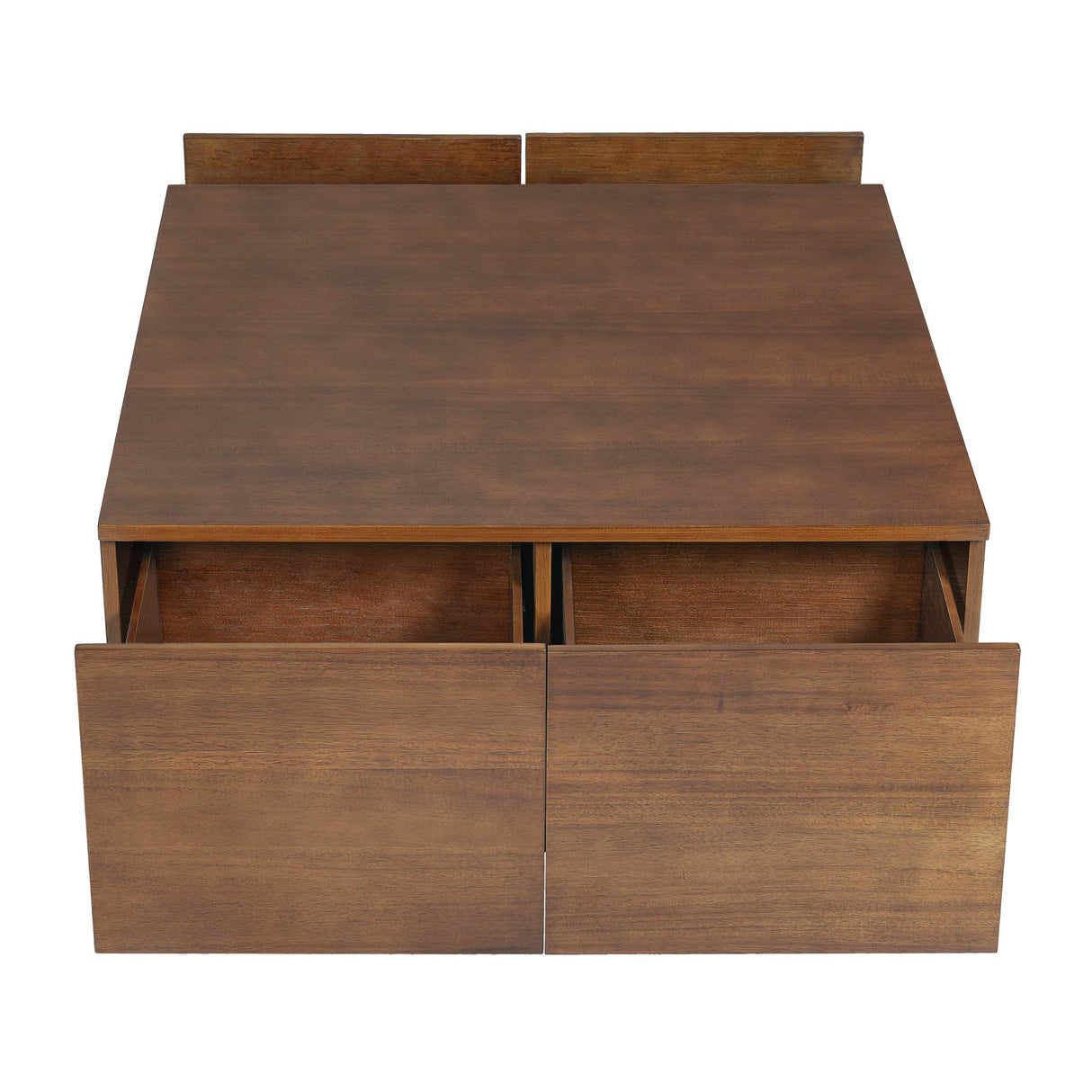 Modern Walnut Square Coffee Table With Four Drawers - Sleep Galleria