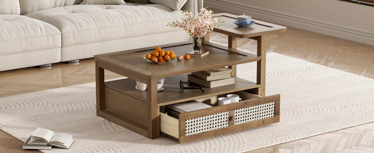 Modern Dark Brown MDF Coffee Table With Storage Drawer - Sleep Galleria