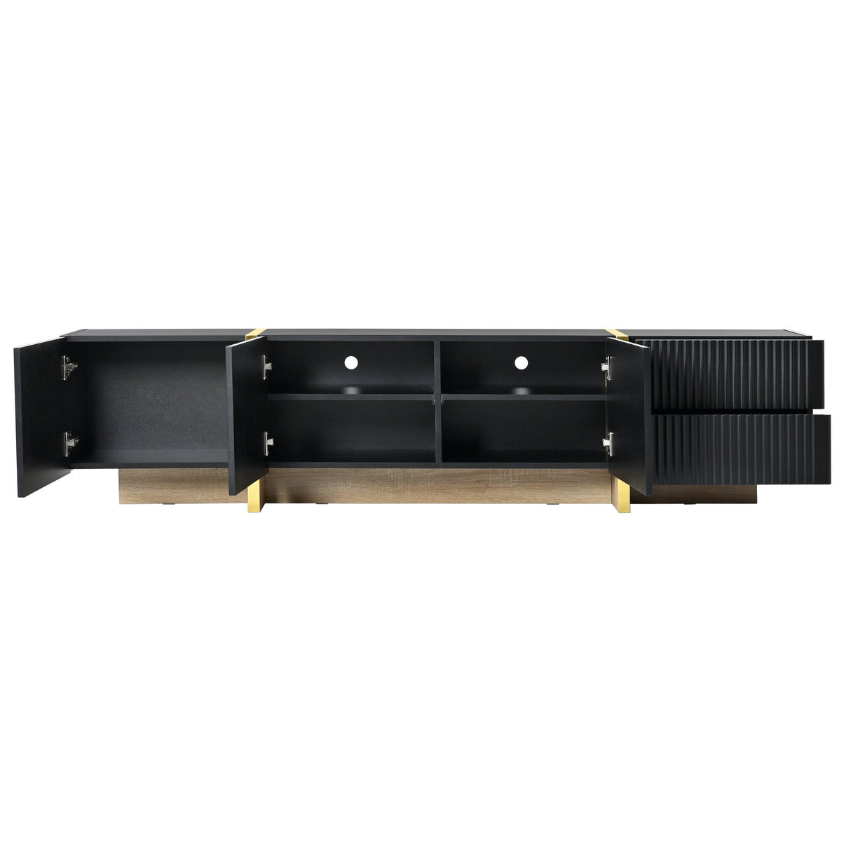 Luxury Fluted Black And Gold TV Stand With Storage - Sleep Galleria