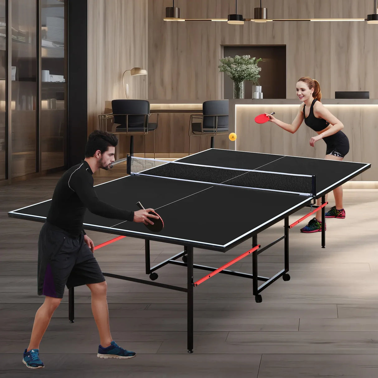 Professional 9ft Foldable Indoor Table Tennis Table Set - Omega Lifestyles