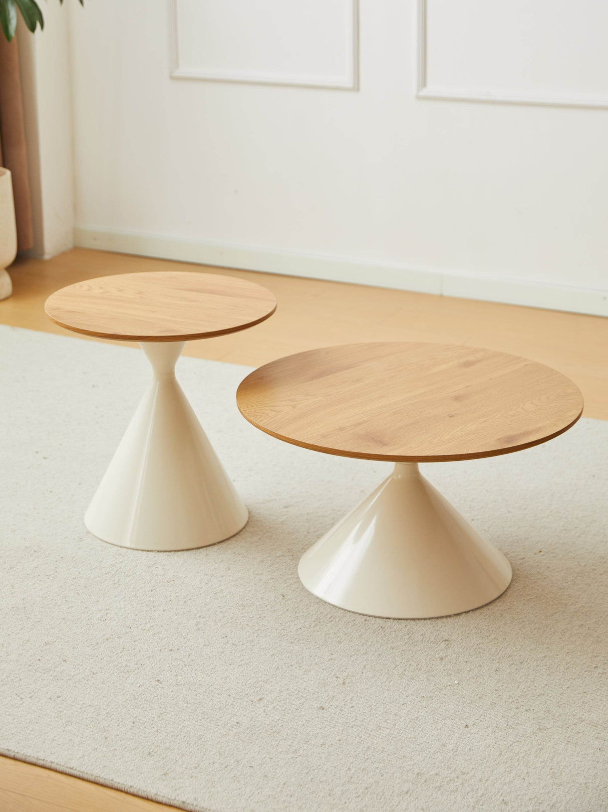 Round Brown White MDF And Metal Coffee Table Set - Sleep Galleria