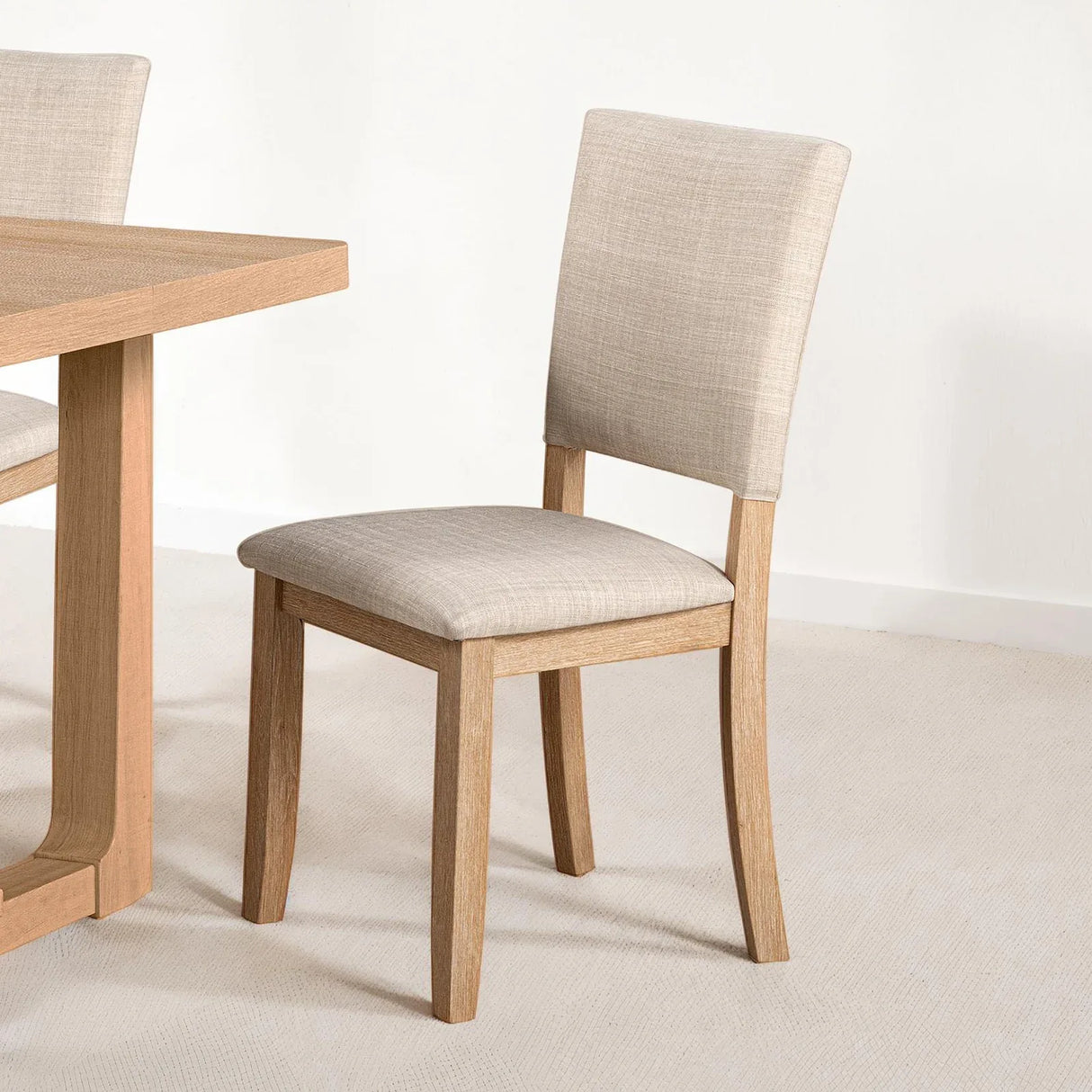 Transitional Natural Upholstered Rubberwood Dining Side Chair Set - Omega Lifestyles