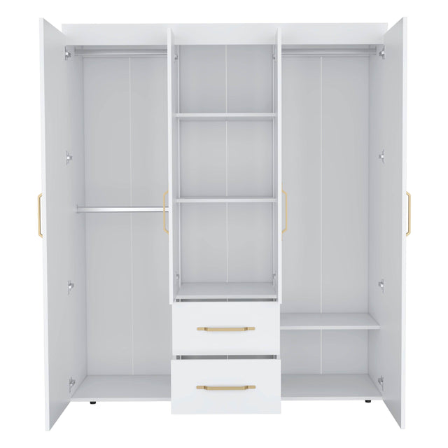 Modern White Particle Board Multi-Section Bedroom Wardrobe - Omega Lifestyles