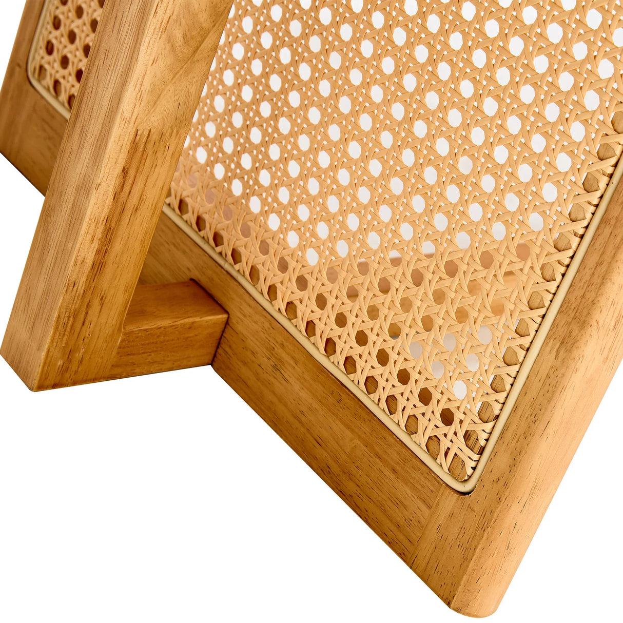 Solid Wood Rectangular Coffee Table With Rattan Weaving - Omega Lifestyles