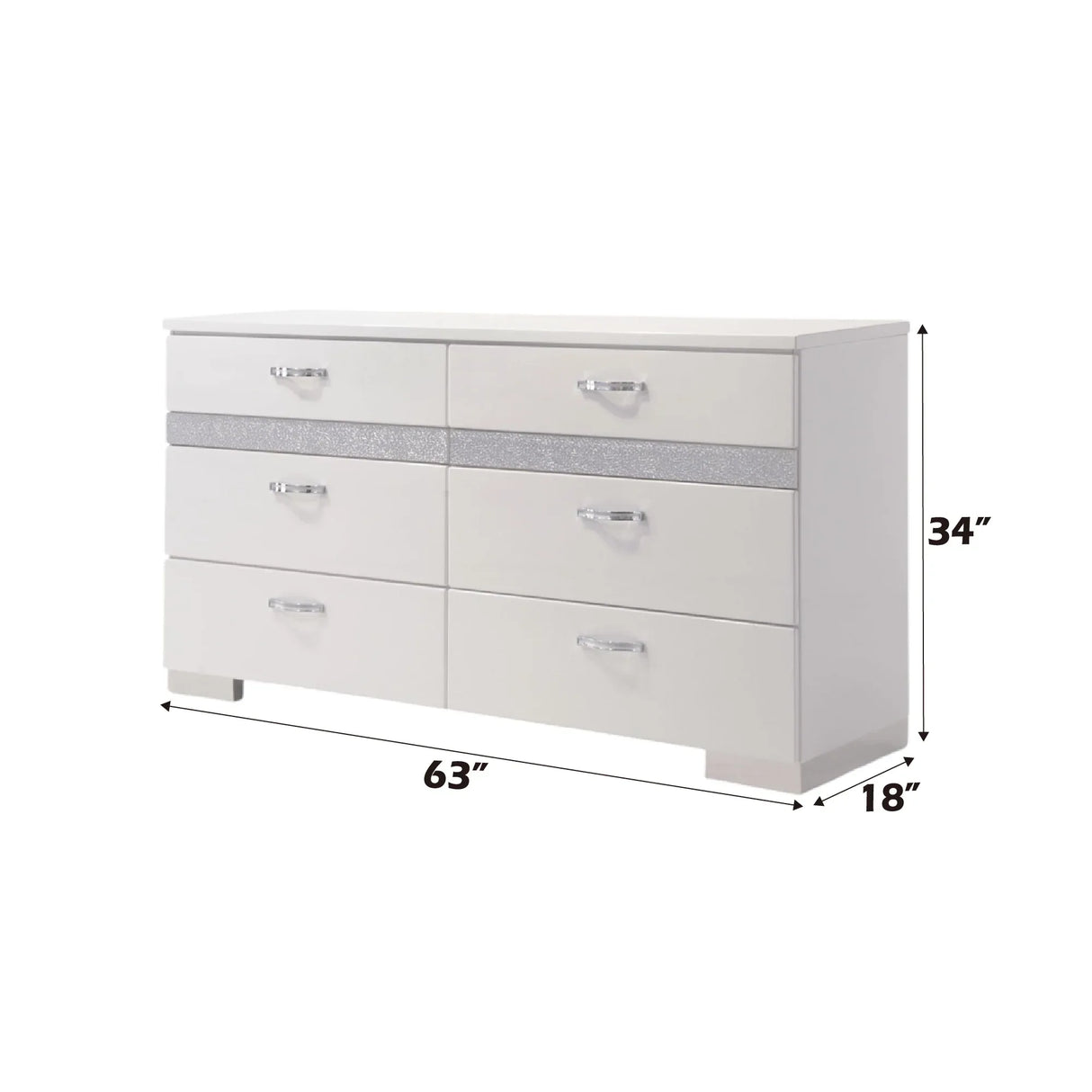 White Synthetic Wood Modern Six-Drawer Jewelry Organizer Dresser - Omega Lifestyles