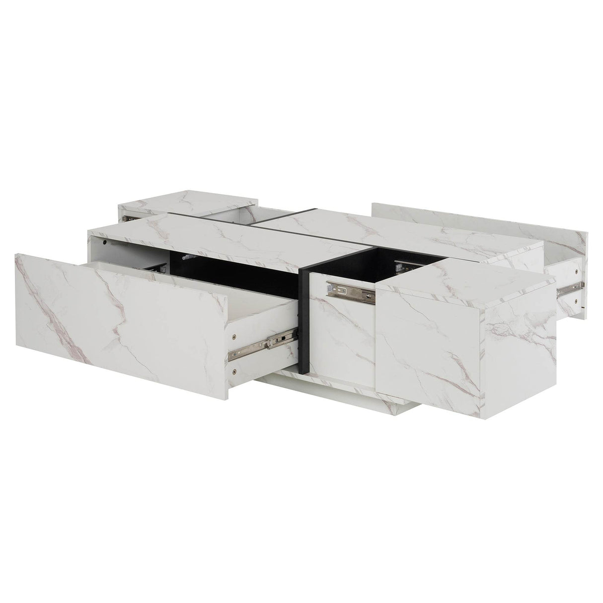 Modern White MDF Sliding Top Coffee Table With Storage - Sleep Galleria