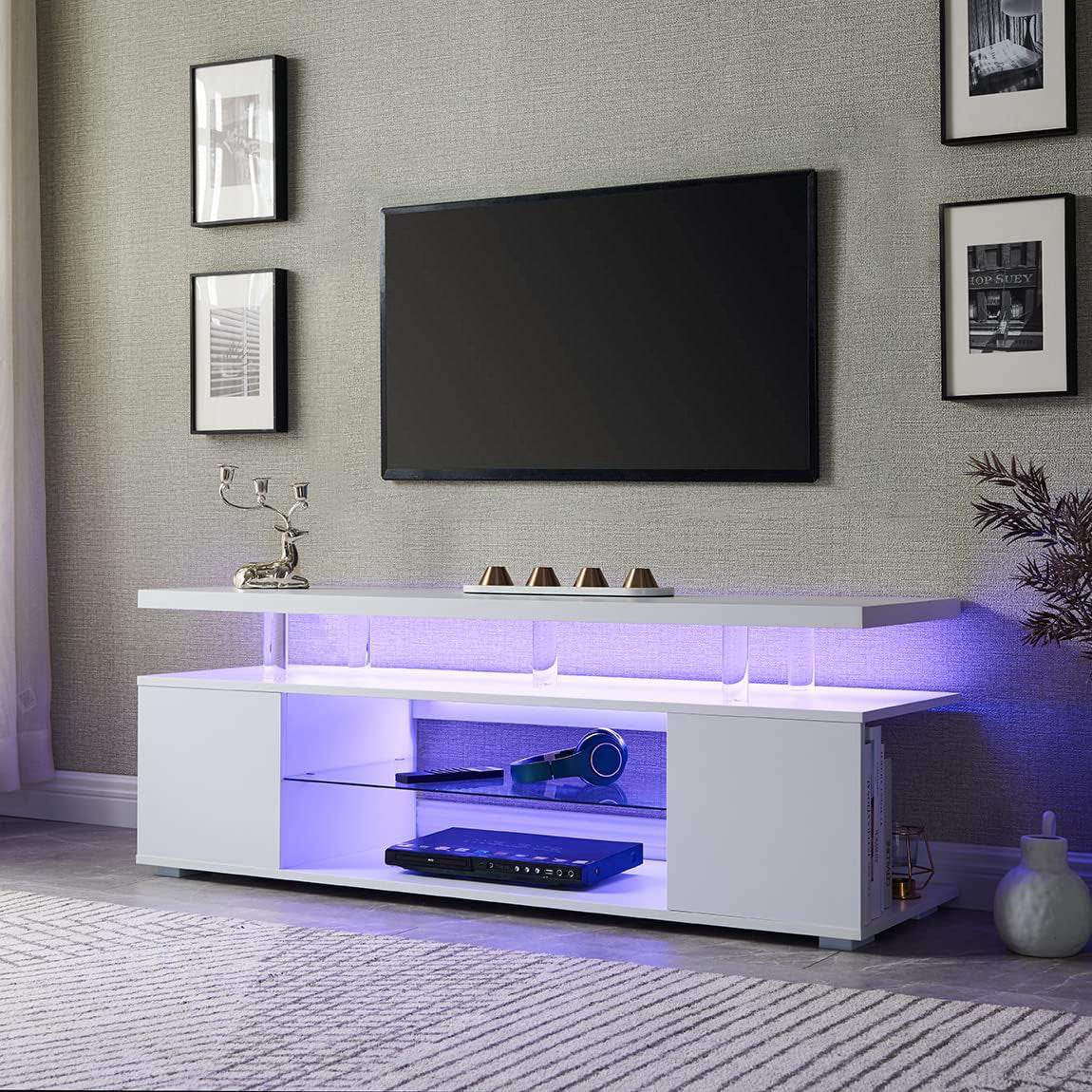 Modern White Engineered Wood TV Stand Console - Sleep Galleria