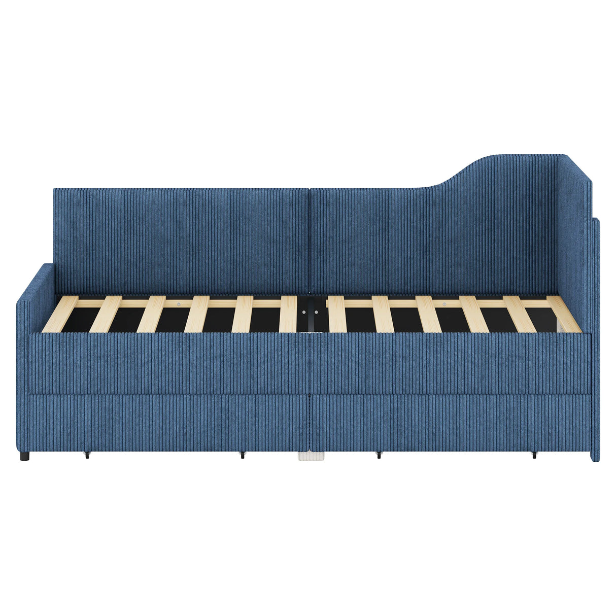 Twin L-Shaped Upholstered Corduroy Daybed With Drawers - Omega Lifestyles