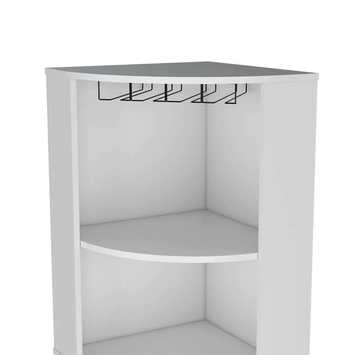 Modern White Corner Bar Cabinet With Five Shelves - Omega Lifestyles