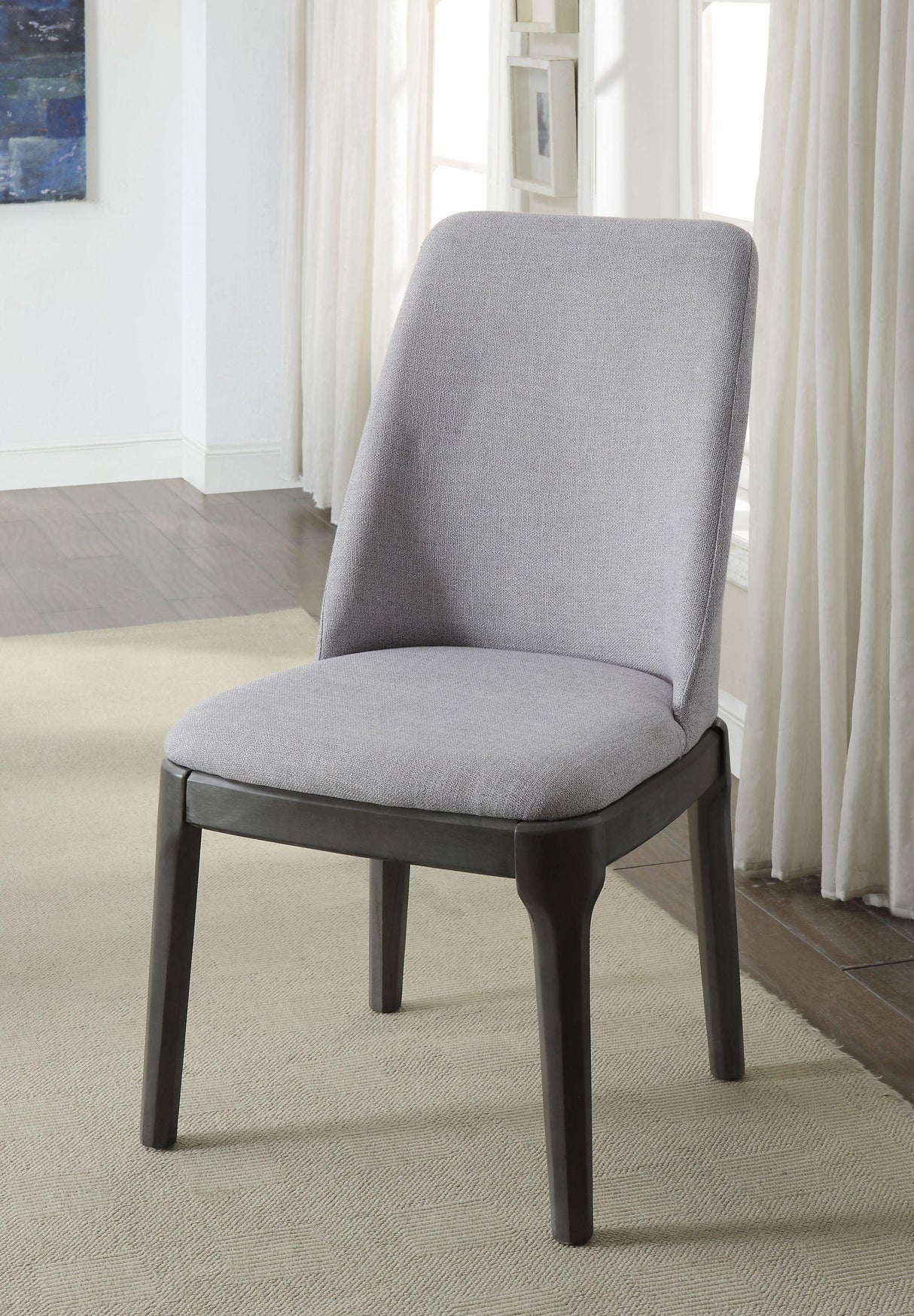 Set of 2 Light Gray Linen Armless Side Chairs - Omega Lifestyles