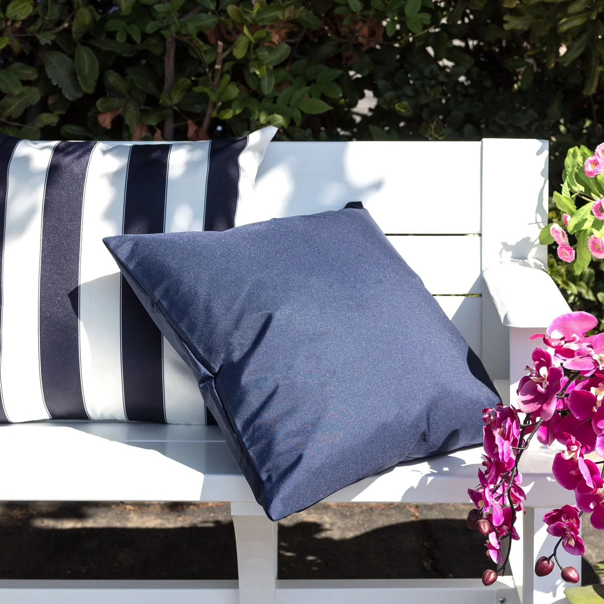 Outdoor Weather Resistant Navy Polyester Patio Pillow 20x20 Inches - Omega Lifestyles