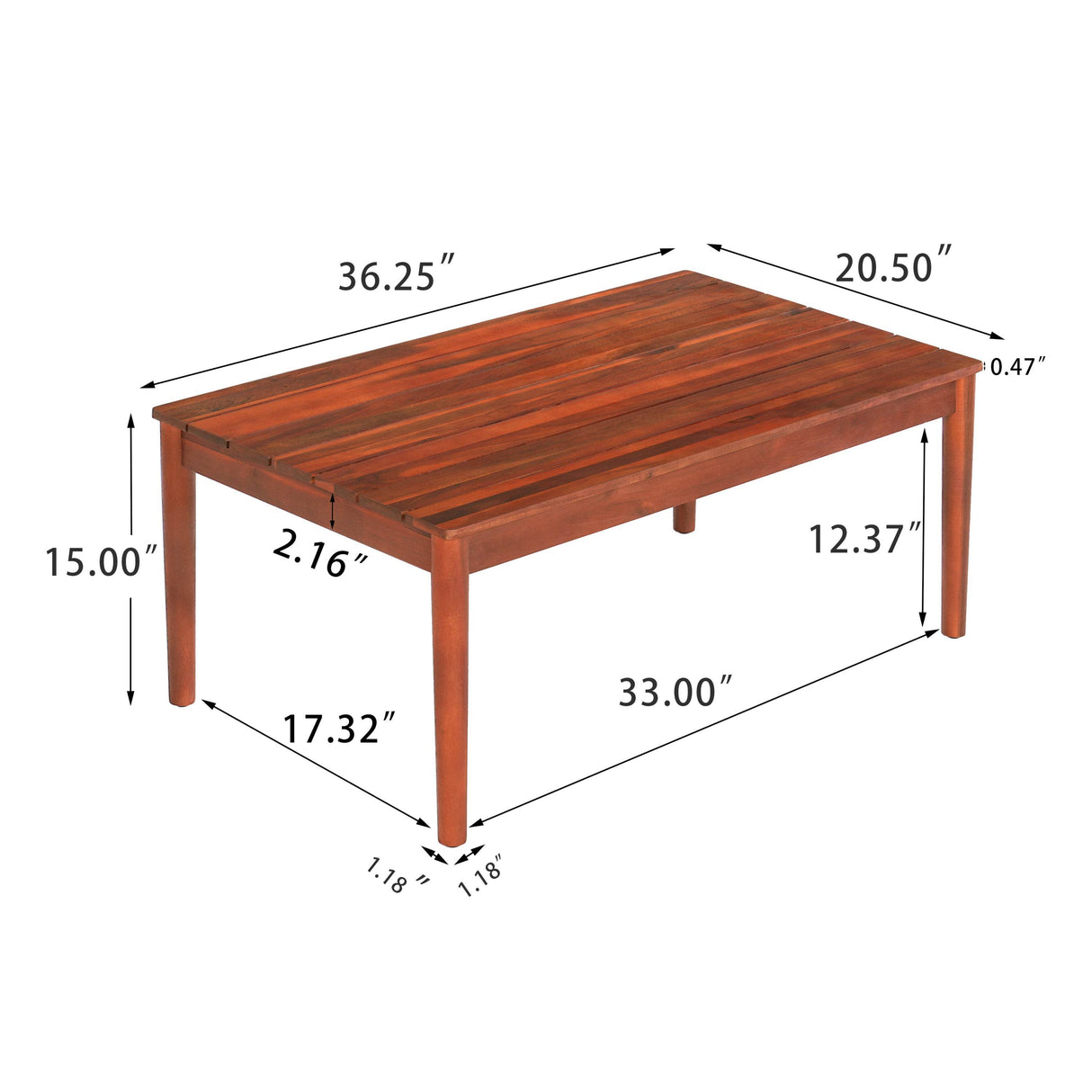 Rustic Acacia Wood Outdoor Coffee Table - Omega Lifestyles