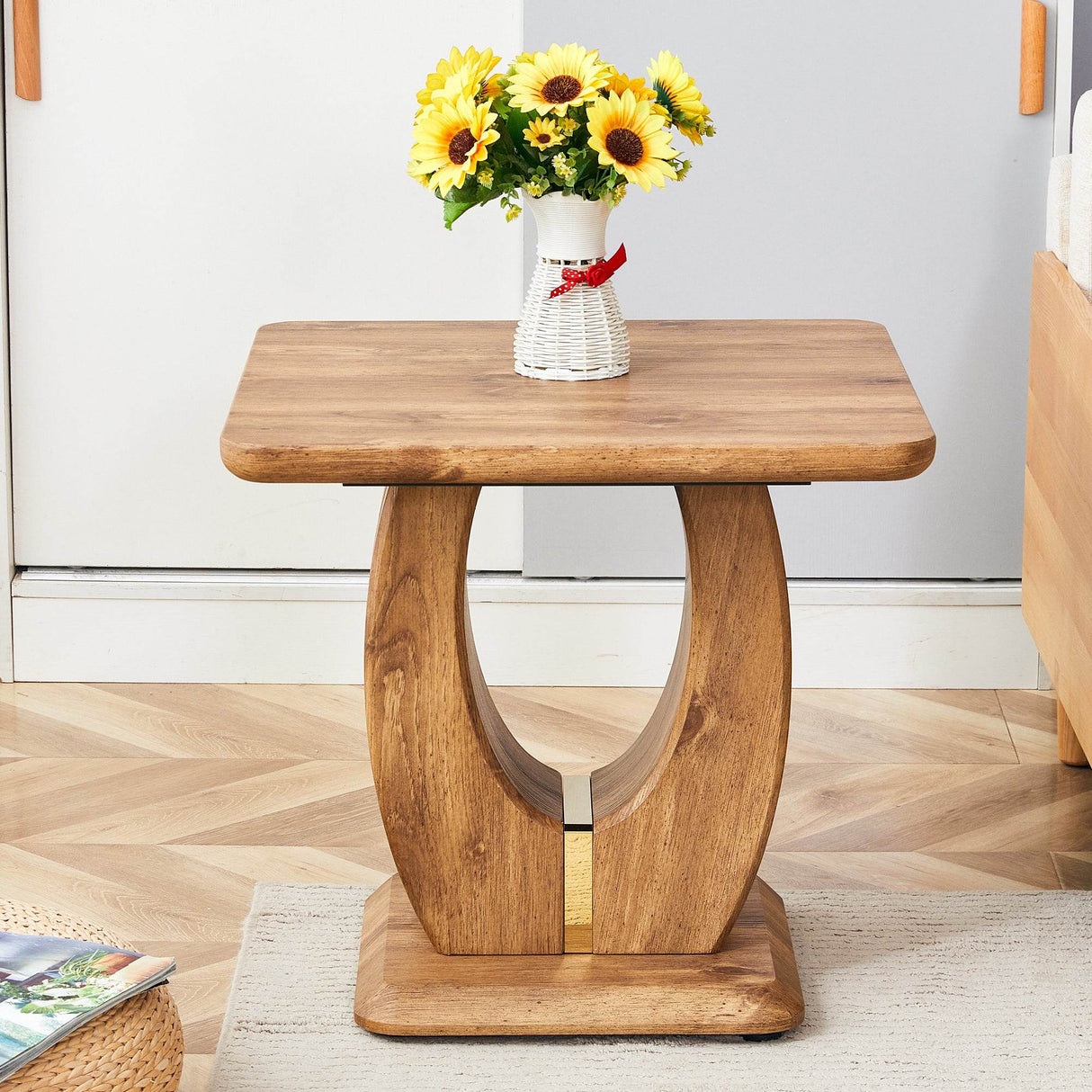 Modern Minimalist Wood Grain MDF Square Coffee Table - Sleep Galleria