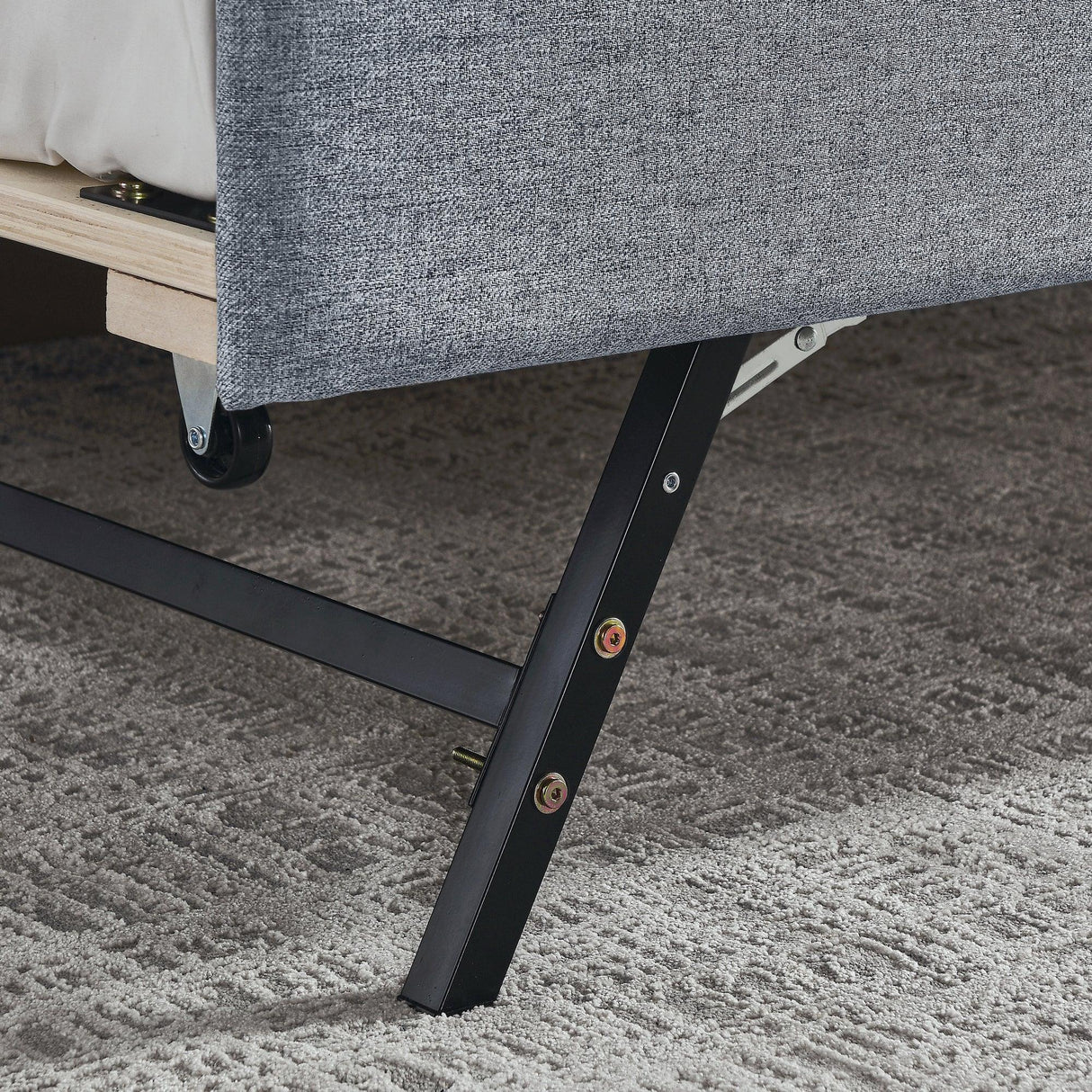 Twin Linen Upholstery Daybed With Erectable Trundle USB Charging - Omega Lifestyles