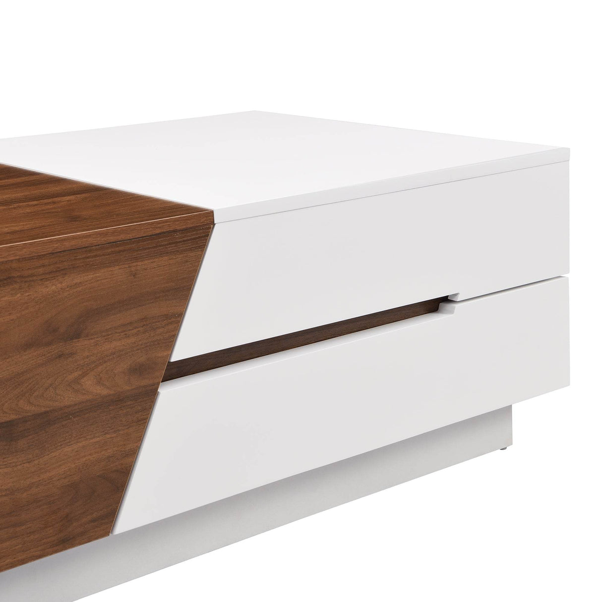 Modern Extendable Sliding Top White Walnut Coffee Table - Sleep Galleria