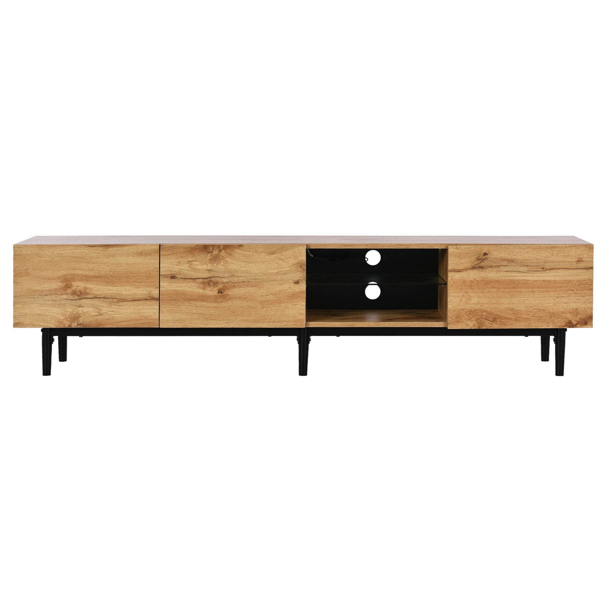 Modern LED Wood Tone TV Stand With Storage - Sleep Galleria