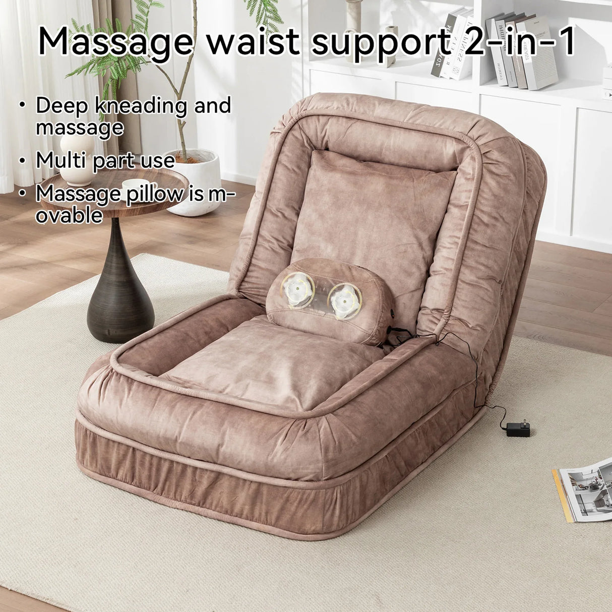 Adjustable Velvet Upholstered Massage Floor Sofa With Pillow - Omega Lifestyles
