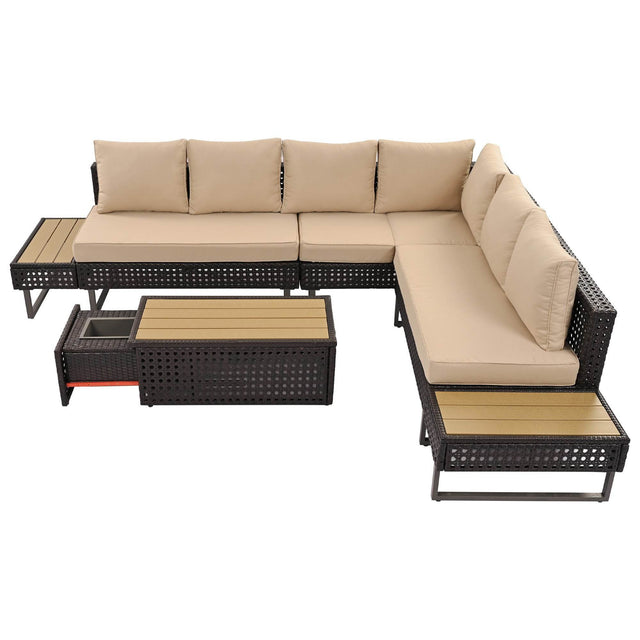 Diamond Weave Outdoor Sectional Furniture Set With Cushions - Omega Lifestyles
