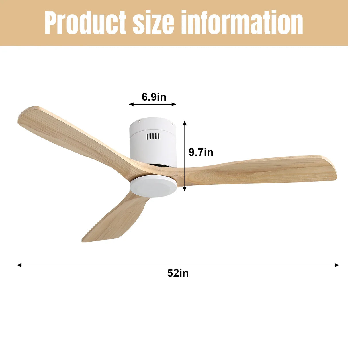 52-Inch Modern Wooden Ceiling Fan With Remote Control - Omega Lifestyles