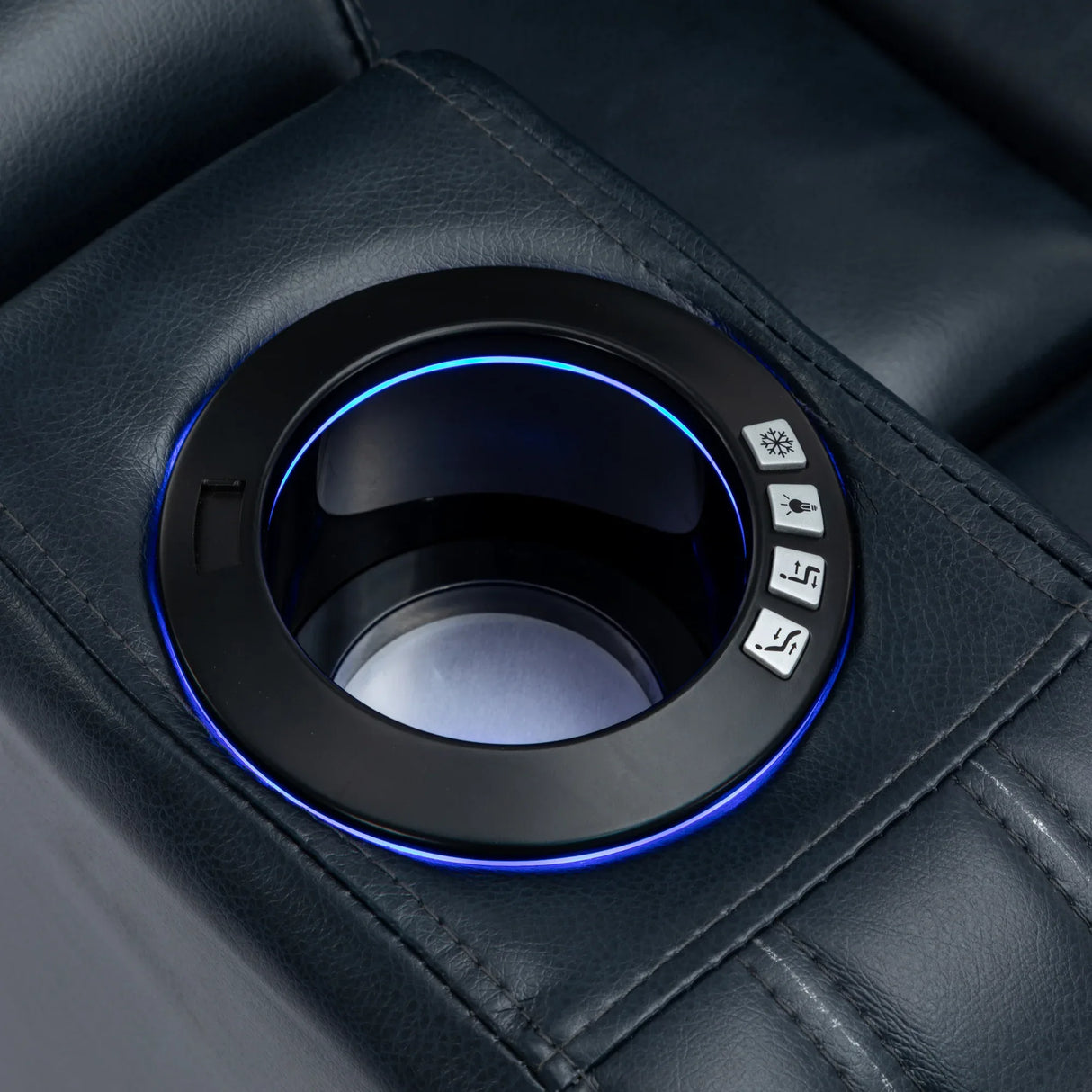 Blue PU Leather Power Recliner Chair With Cooling Cup Holder - Omega Lifestyles