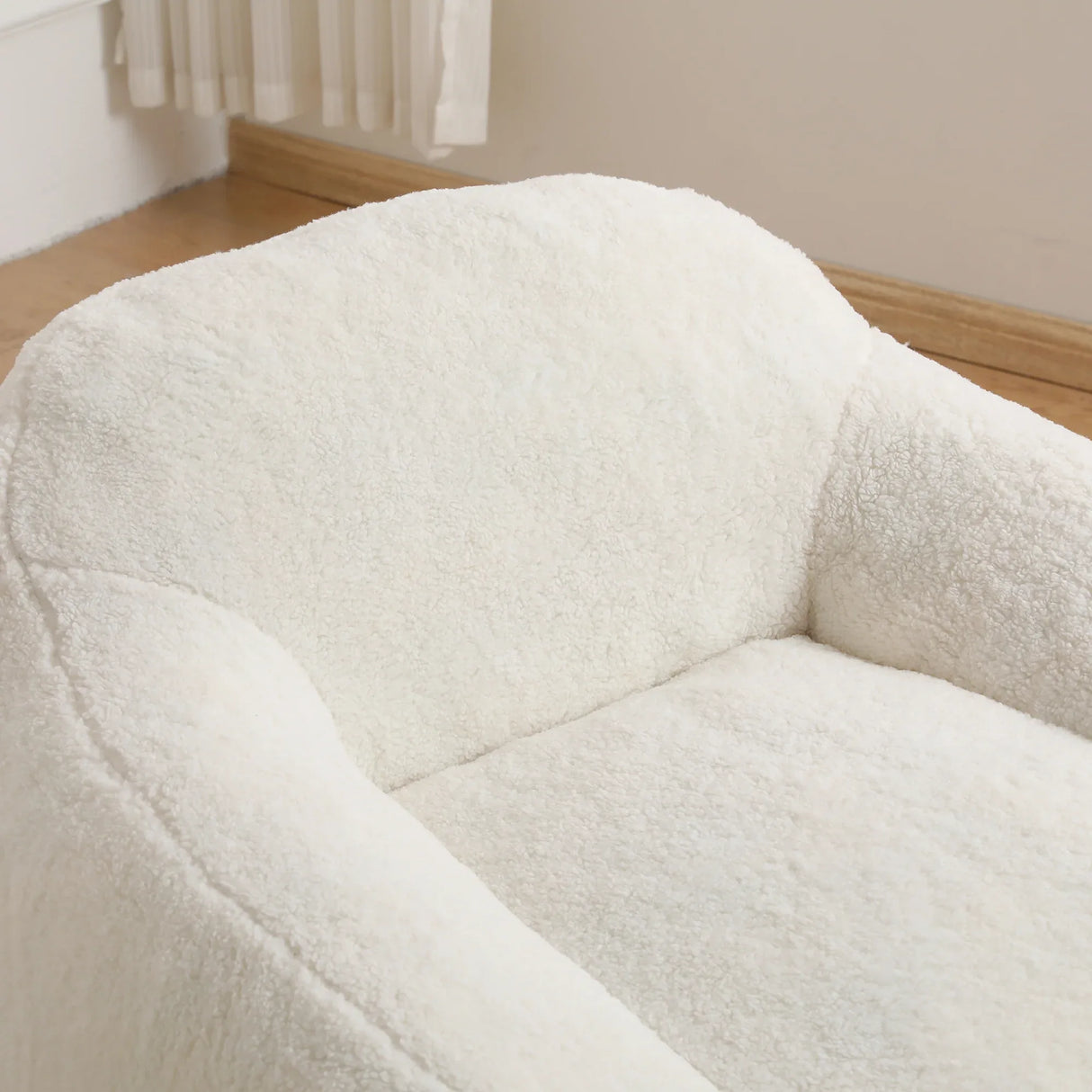 Spacious Off White Teddy Fabric Memory Foam Bean Bag Chair - Omega Lifestyles