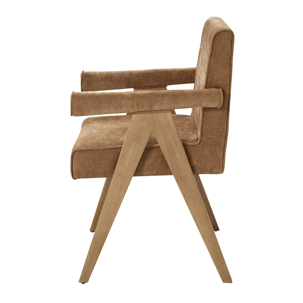 Set of 2 Chocolate Chenille Oak Arm Chairs - Omega Lifestyles