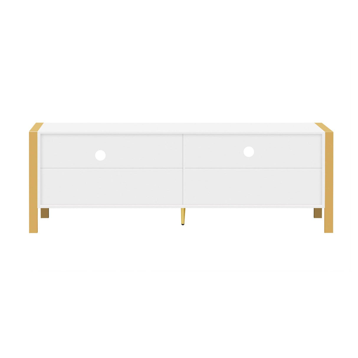 Modern Minimalist White MDF Metal TV Stand With Storage - Sleep Galleria