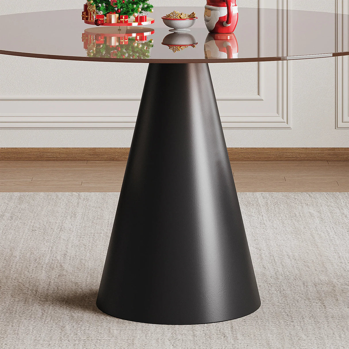 35-Inch Round Tempered Glass Metal Base Dining Table - Omega Lifestyles