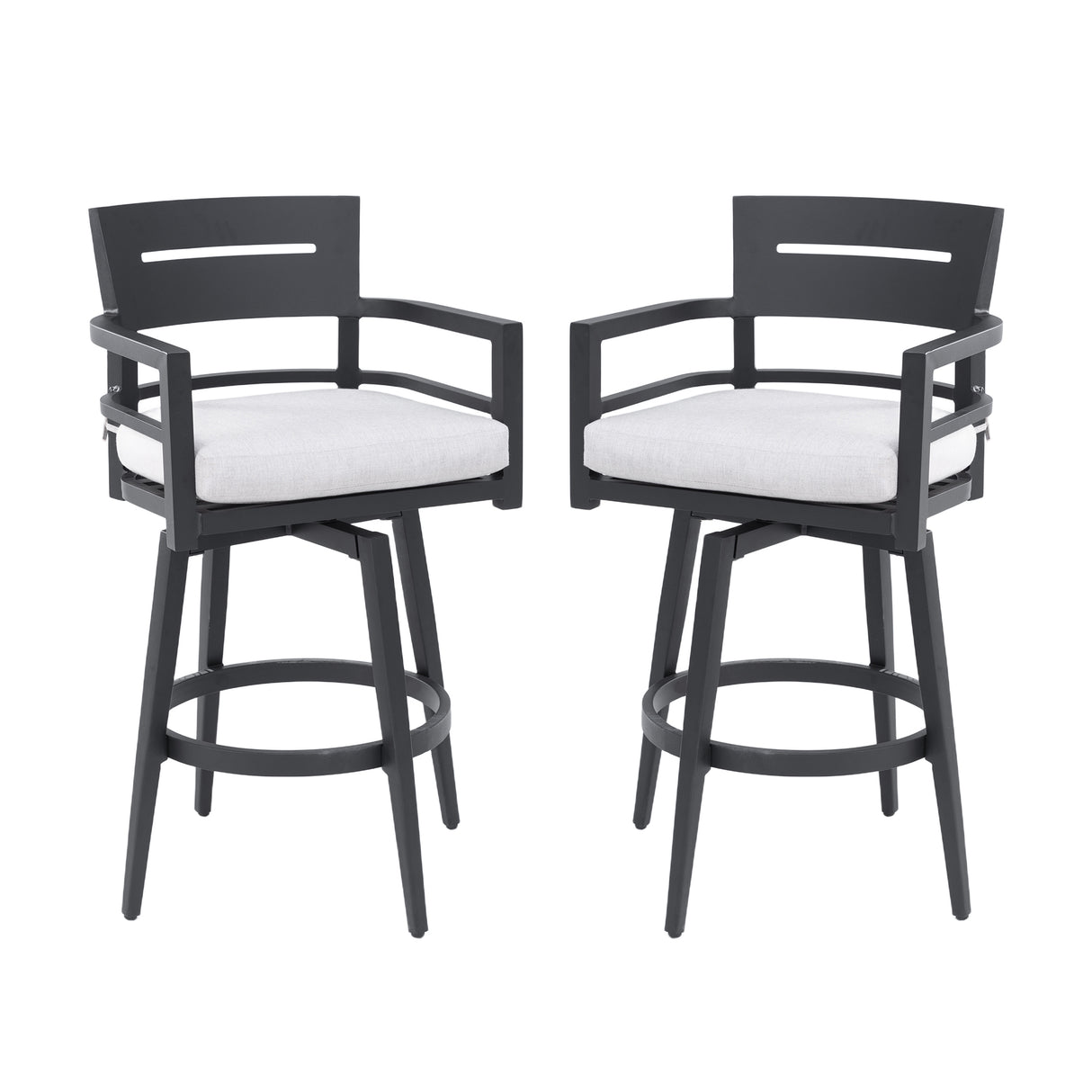 Set of 2 Modern Outdoor Aluminum Swivel Bar Chairs