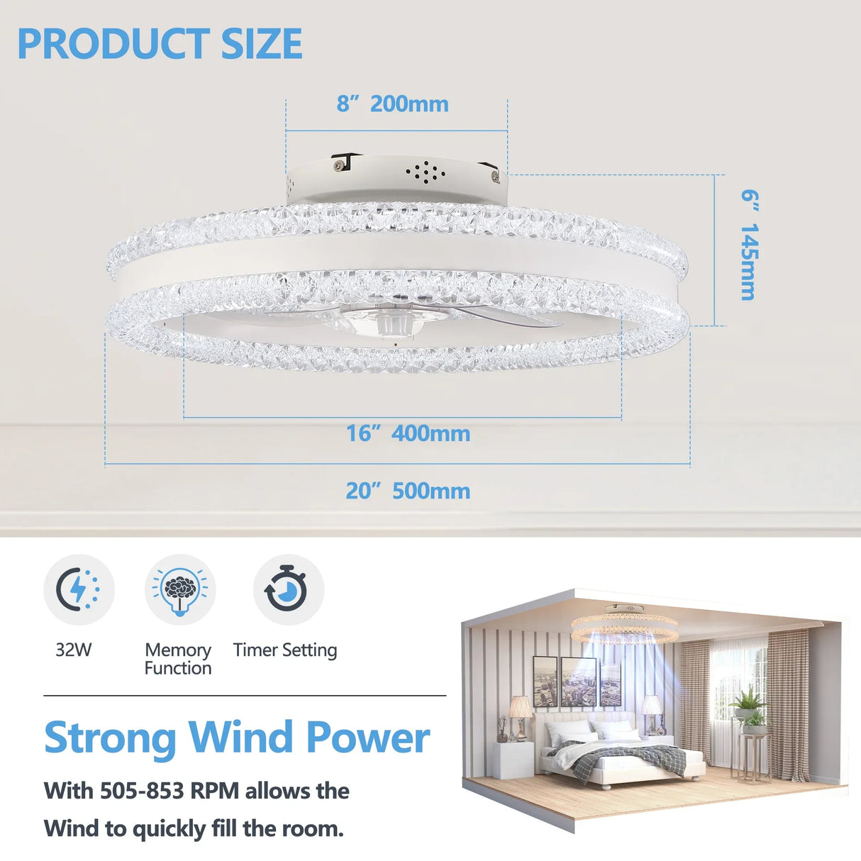 Luxury Double Ring LED Ceiling Fan with Hidden Blades - Omega Lifestyles
