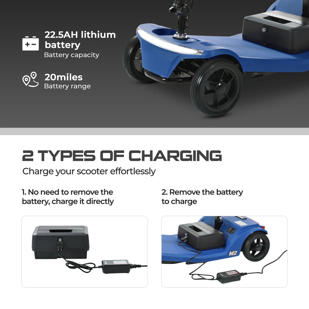 Metal Electric Mobility Scooter With Adjustable Seat And LED Lights - Omega Lifestyles