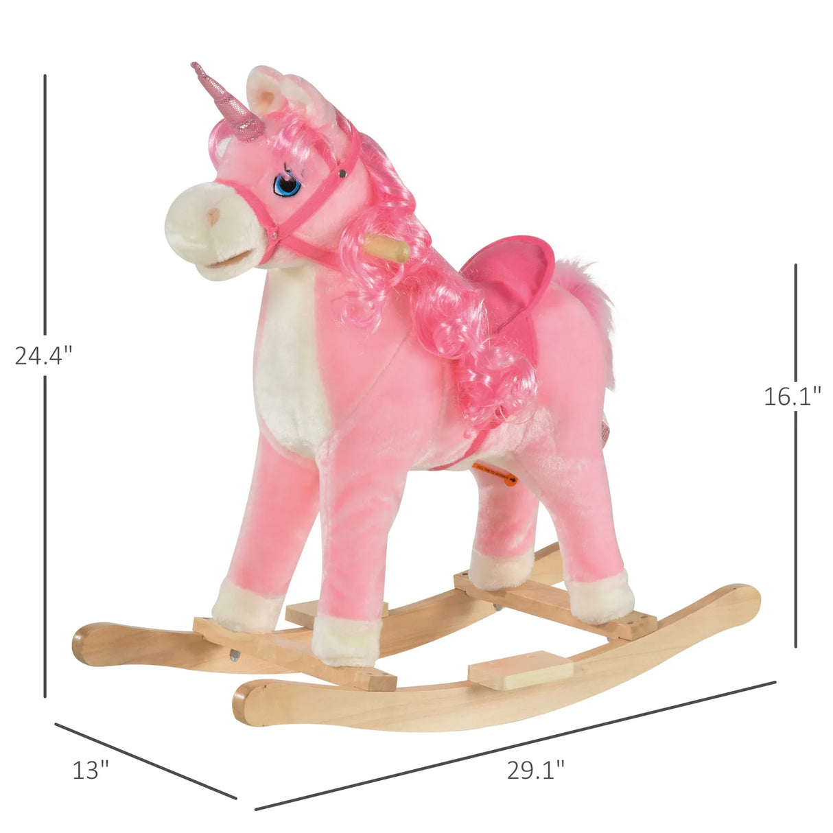 Plush Pink Unicorn Kids Rocking Horse With Sounds - Omega Lifestyles