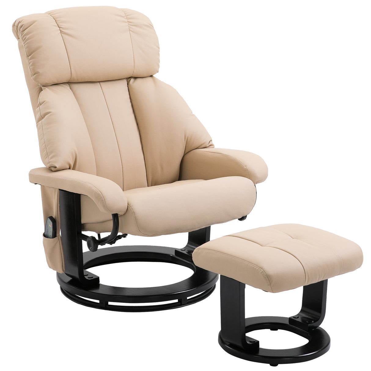 PU Leather 360-Degree Swivel Massage Recliner Chair With Ottoman
